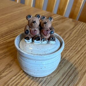 Ceramic Bear Figurine with Heart